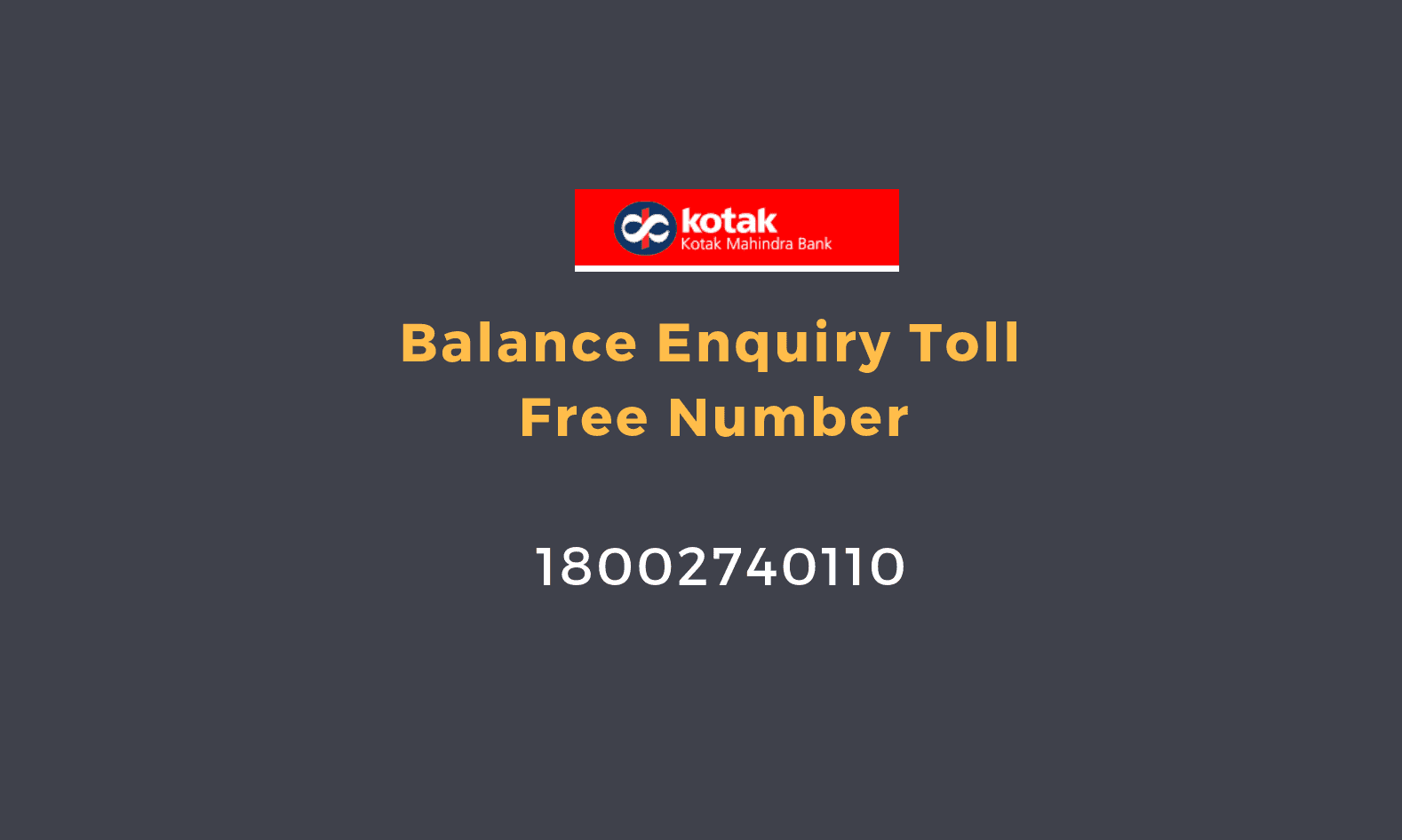 kotak mahindra bank balance enquiry toll free number