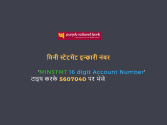 pnb mini statement enquiry number