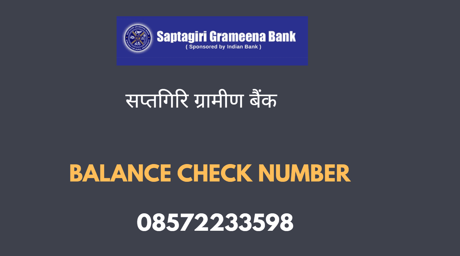 Saptagiri Grameena Bank balance Check Number