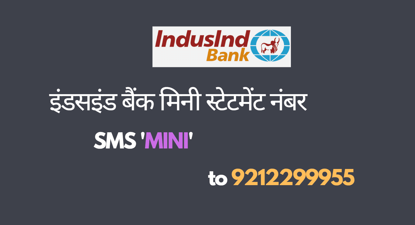 indusind mini statement number